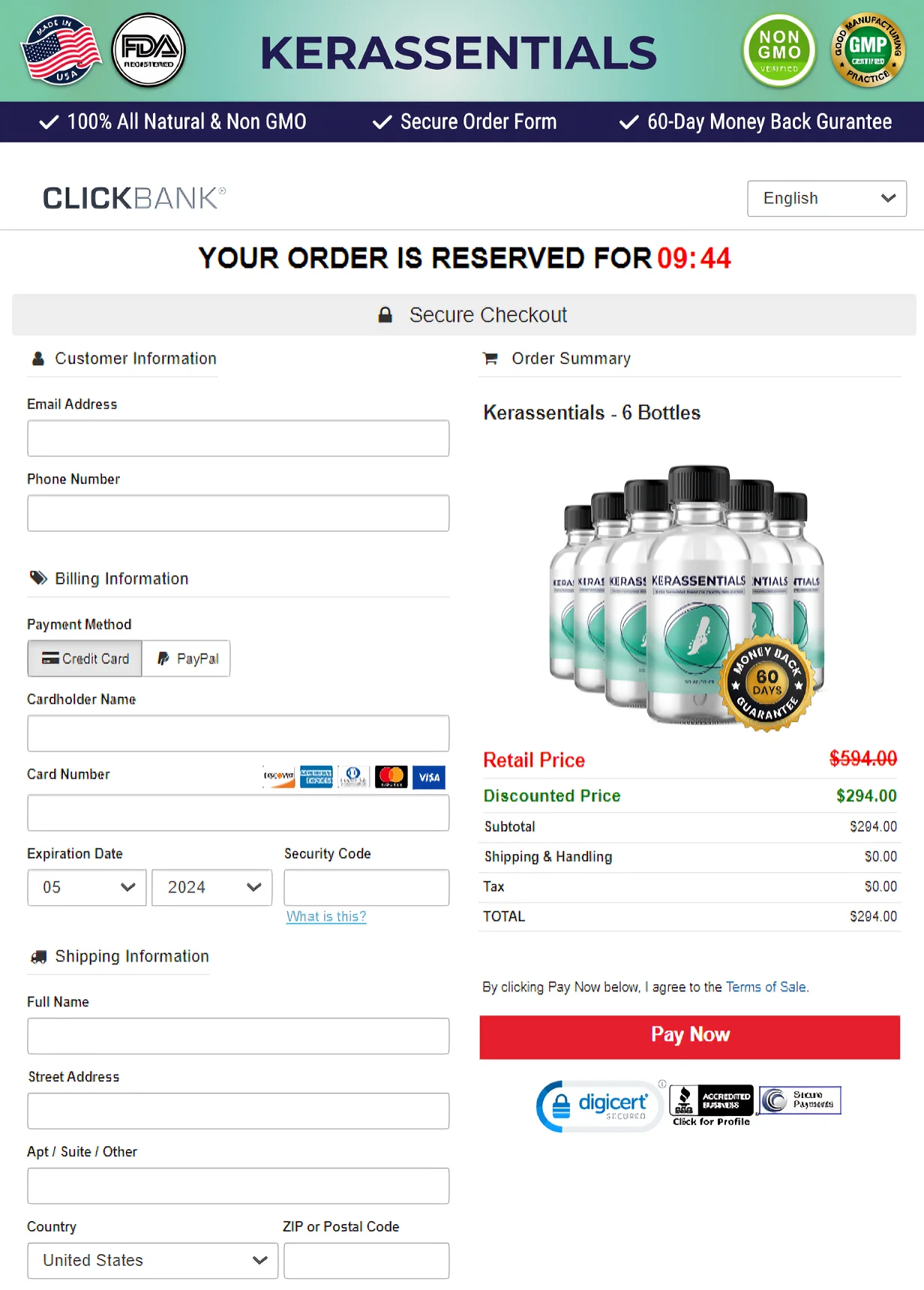 Kerassentials order page